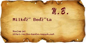 Milkó Beáta névjegykártya